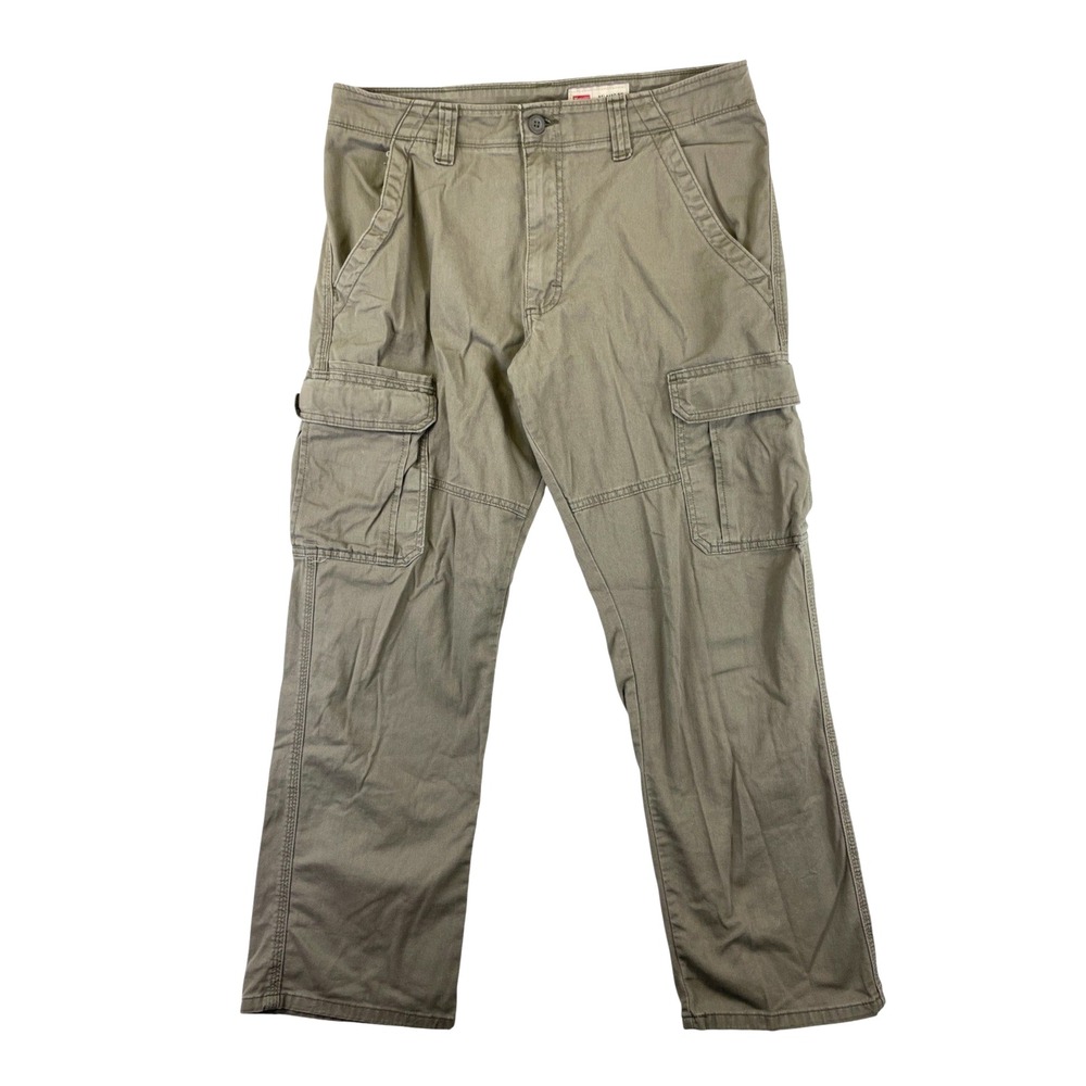 Wrangler Relaxed Fit Cargo Pants Mens 32x30 Khaki Tan Stretch Workwear Utility